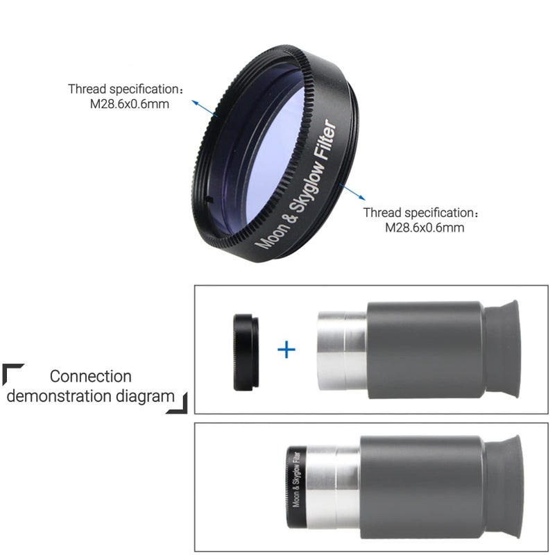 Pomya 1.25 inch Moon Filter,Aluminum Alloy Sky Glow & Moon Filter Optical Glass for Telescope Eyepiece Cuts Light Pollution - Image 4